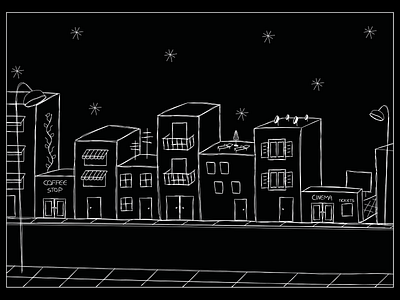 Summer night graphic design sketch