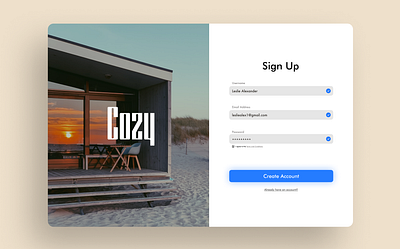 Sign Up | Cozy app branding calm carlos cozy daily ui font form form design le wagon relaxing sign up sunset type typography ui ui design web design