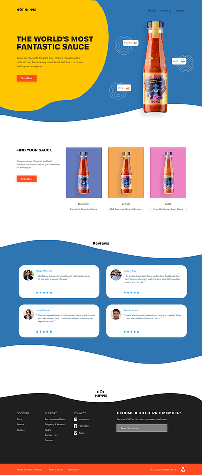 2021 Hot Hippie Sauce Landing Page - Hero Section design hero ui