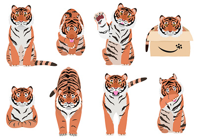 Big cats acting like house cats animal big cats cat like cats cute funny graphic design illustration logo tiger vector
