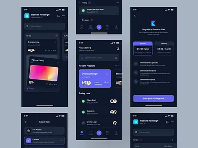 Kanban - Project Management App UI Kit activity asana data design ios jira kanban management mobile project project management project manager table task trello ui ui8 uidesign uikit ux