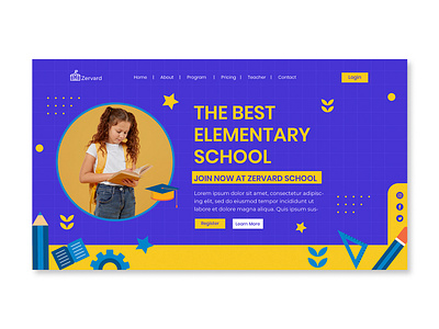 Landing Page Template School admission branding course graphic design illustration landing page school study ui university web design