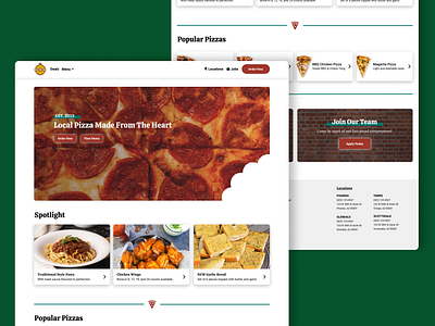 Pizza Restaurant Homepage app design ui ux