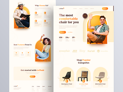 LeChair - Furniture Landing Page Website architecture chair furniture home homepage house interior interior architecture interior design landing page living room property real estate room ui ux web web design website website design