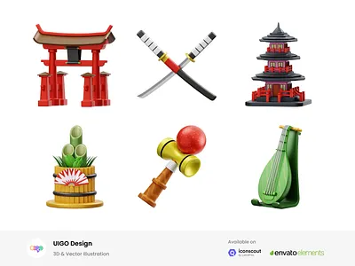 Japanese Culture 3D Illustration object