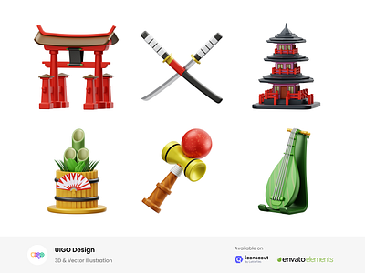 Japanese Culture 3D Illustration object