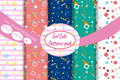 Girl cute patterns pack art background cover book craft cute pattern gilrs pattern pattern scrapbook seamless wallpaper wrapping paper