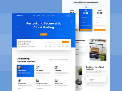 Hosting Service Website cloud domain homepage hosting landing landing page service ui design uiux web design web hosting website