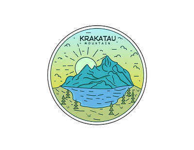 Krakatau Mountain branding graphic design logo