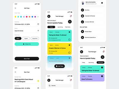 Task Manager android app clean colorfull ios manager mobile mobile app task task manager todo ui