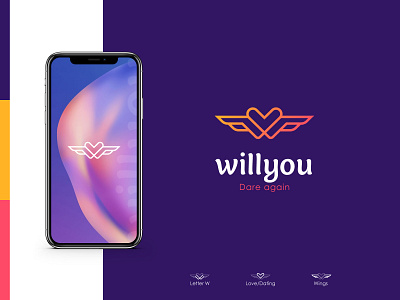 willyou applogo brandidentity branding dating graphic design logo logoconcept logopresentation logotype lovelogo modern nextmahamud winglogo wletter