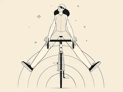 Happy cyclist bicycle bike character character design cycle cycling girl happy happyness illustration procreate rainbow smile woman