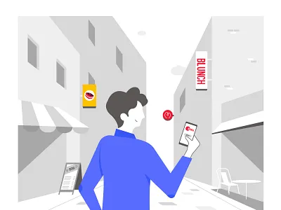 Searching Restaurant cafe charecter design food illustration restaurant searching food