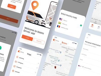 Boons Driver App UI app color design illustration logo minimal ui userinterface ux visual design