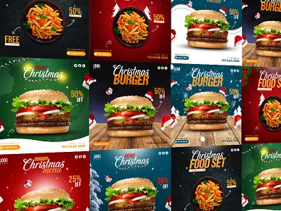 Christmas Burger Banner Design akmeliasunny burger manipulation christmas banner design christmas template elias creation graphic design restaurants restaurants banner design social templates design xmas banner