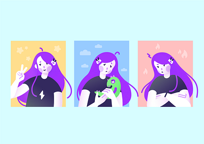 Emotion illustration 2d cartoon character design emotions flat girl graphic design illustration vector