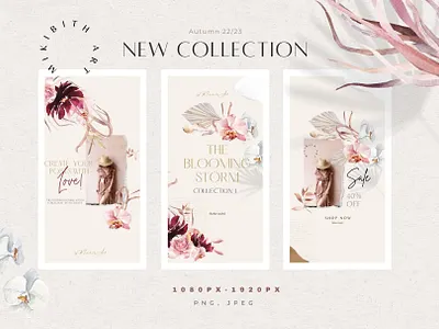 Boho bouquets in CANVA templates for the Insta and Pinterest branding design icon illustration logo