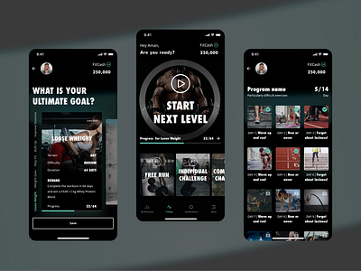 Fitness app app body dark design fitness mobile sport