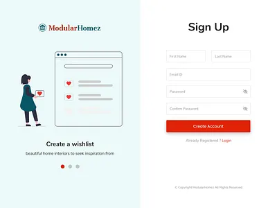 Sign Up page login ui