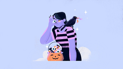 Trick or Treat candy character cute fall halloween halloween candy holiday illustration october procreate raven spooky trick or treat