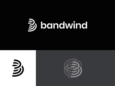 bandwind logo b logo b monogram brand identity branding clean clever logo corporate style geometric logo graphic design livestreaming logo logo design logo grid logo kit logo mark minimal monogram simple software development video platform