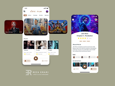 "cafe film" movie streaming app design designer movie app ui ui design ui designer uiux uiuxapp ux ux designer