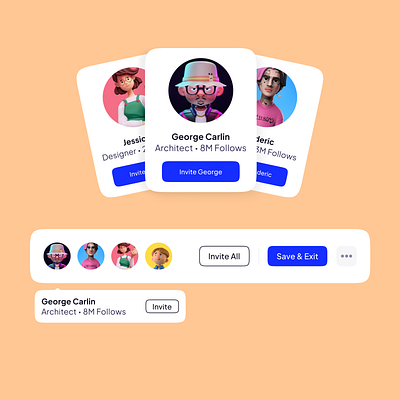 Inviting the gang 😎 UI styles for cards, inviting friends illustration ui design ux