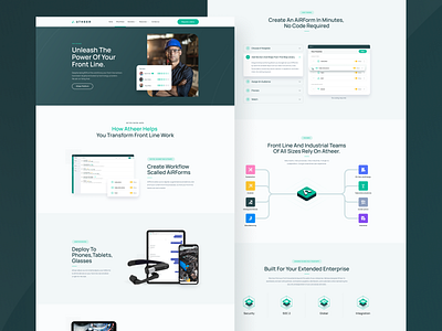 Atheer Website ar digital tools enterprises factory front line homepage how it works industry interaction logo minimal platform steps team ui ux vr worker