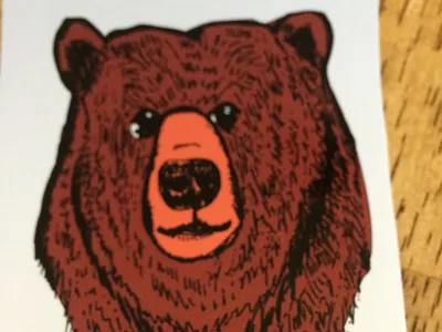Bear sticker animal art artwork design illustration lino linocut