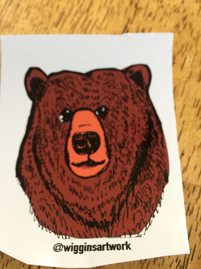 Bear sticker animal art artwork design illustration lino linocut