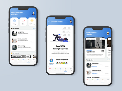 Education, Courses, Tutorials Mobile Site Template & PWA Azures android app app template course page design course subscription courses dailyui design edu education app education app design how to ios iphone mobile online education online tutorials sidebar tutorial app ui