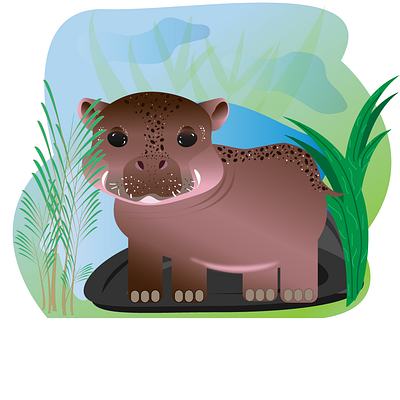 Hippo 2d baby cartoon cute design flat graphic design hippo illustration vector