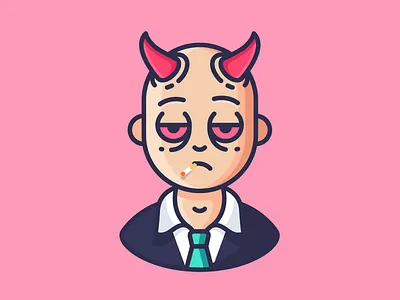 Lucifer character devil diablo emoji icon icons illustration lucifer outline outline icons smoking tired
