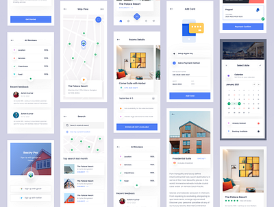 Retro - Real Estate App UI KIT 🏢🔥 app best shot black branding clean ui concept dark design listing mobile app design modern popular real estate trending ui uiux