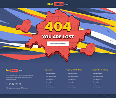 Cartoon-styled 404 Page design 404 cartoon casino error page igaming illustrations not found