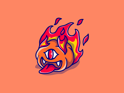 Halloween pumpkin burning hot fire burning cartoon character design fire halloween hot illustration logo mascot monster pumpkin