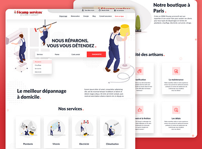 Home Repair Landing Page Design app design brand identity branding design illustration logo vector