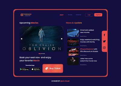 CinemasX Theater Landing Page cinemas landing page ui ui web uiux web web design website