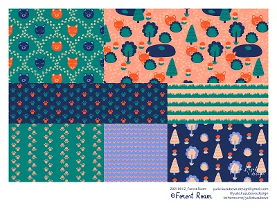 Forest Roam Kids´ Bedding Textiles Collection adobe illustrator animal bedding bedroom children collection design fabric forest illustration kid minimalist pattern pattern design pattern licensing print print on demand surface textile vector