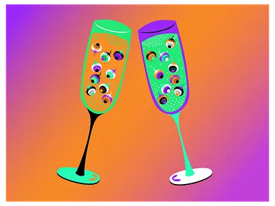 Halloween champagne 🥂 abstract adobe artwork champagne contrast design digitalart fantasy graphic design halloween illustration illustrator orange ui violet