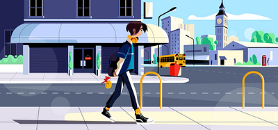 Active-Class #1 on the way to school 🚌 2d character 2d illustration branding design education flatdesign illustration illustrator school students ui vector