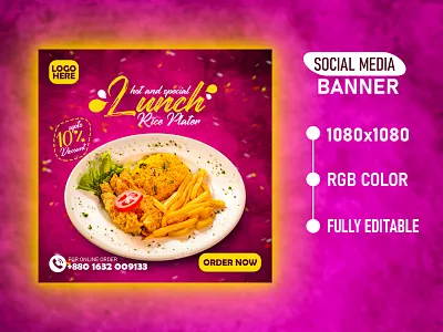 Social Media Banner | Food Banner | Ad Banner advertisement banner banner ad branding facebook ad food banner illustrator photoshop social media banner ui