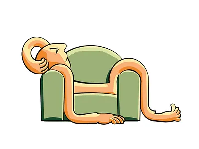 TimeWaster Chilling Out cartoon flat colors illustration lazybones sofa timewaster