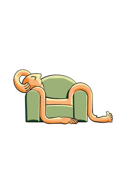 TimeWaster Chilling Out cartoon flat colors illustration lazybones sofa timewaster