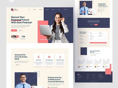 Doxi Finance - Finance Website Landing Page Design. app dashboard design design finance landing page finance services finance website financial website graphic design home page landing page mobile ui psd template trend design 2020 ui ui designer uiux ux designer web design website website design