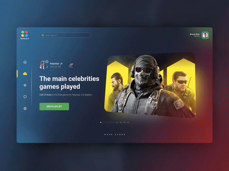 Gaming Platform • BlueStacks X animation game interface product design ui ux
