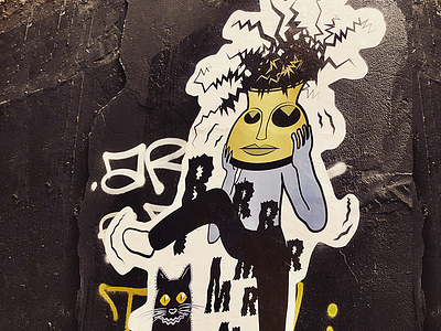 ANXIOZZY paste-up cat character comic graphic design illustration paste up pasteup plant vector wall