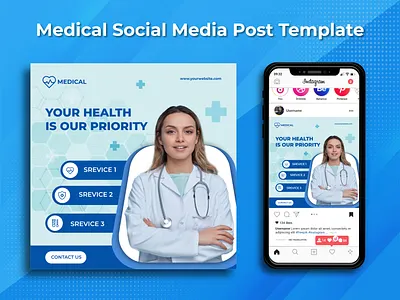 Medical Social Media Post Template banner banner ad banner ads banner design design facebook ads facebook banner google ad banner instagram banner instagram post instagram template marketing marketing design medical social media social media banner social media design social media pack social media post social media templates
