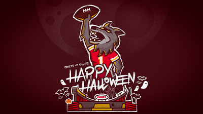 Kansas City Chiefs Halloween Wallpaper Wednesday arrowhead chiefs football halloween illustration kansas city lettering moon nfl spooky wolf