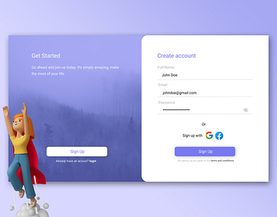 Sign Up page UI design figma sign up page ui ui ux ux website design